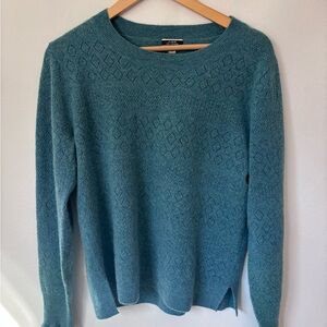 J. Crew Teal Pointelle Cashmere Sweater